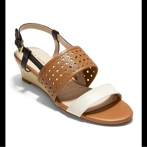 Cole Haan Pecan Weave Annabel Grand Wedge Shoes Size 7.5